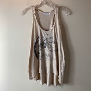 Project Social T Beige Wolf Graphic Racerback Tank